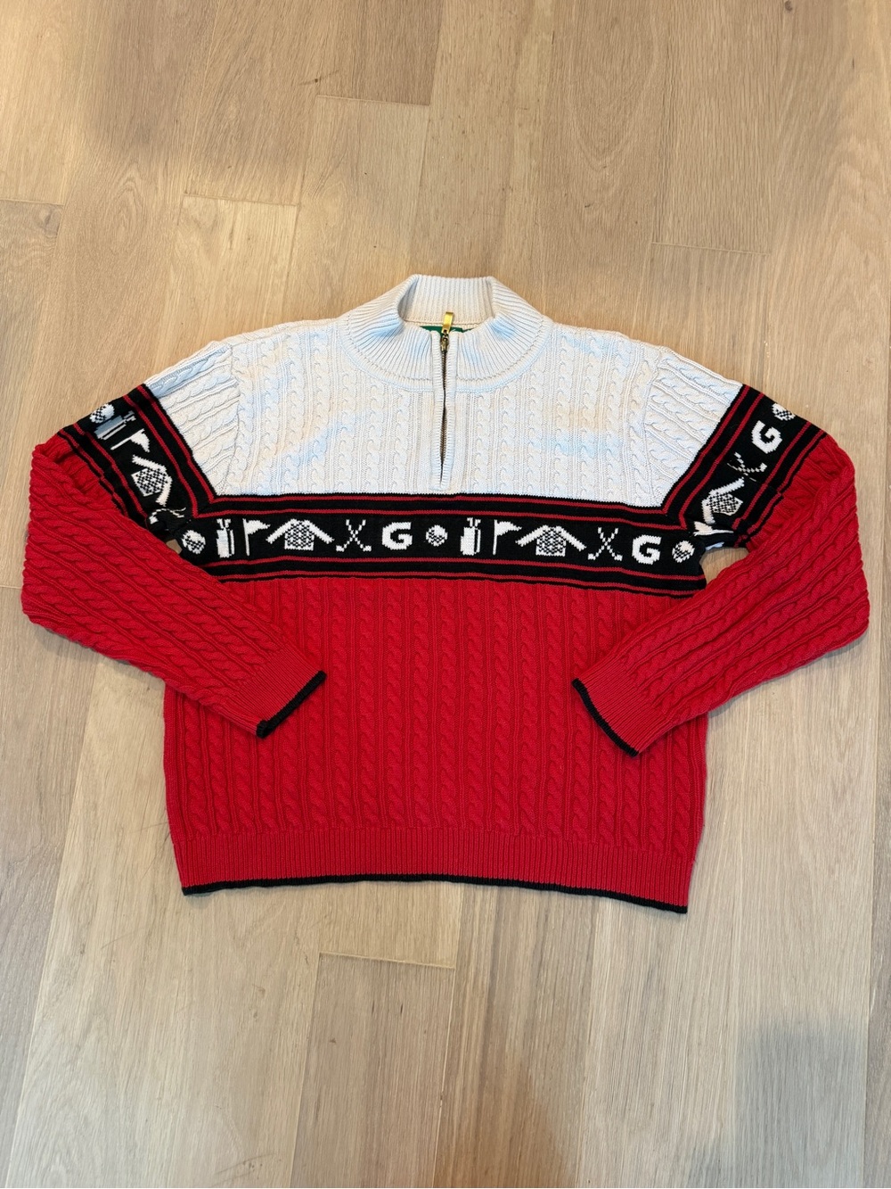 Vintage 90s Liz Claiborne Golf Cable Knit 100% Cotton Quarter Zip Sweater Large